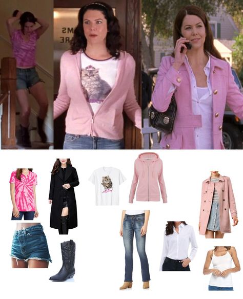 Lorelai Gilmore Outfits Pink, Lorelai Gilmore First Day At Chilton Outfit, Lorelei Outfits, Lorelei Gilmore Hair, Lorelei Gilmore Outfits Fall, Loralie Gilmore Work Outfits, Lorelei Gilmore Halloween Costume, Lorelei Gilmore Outfits Season 1, Lorelei Gilmore Costume