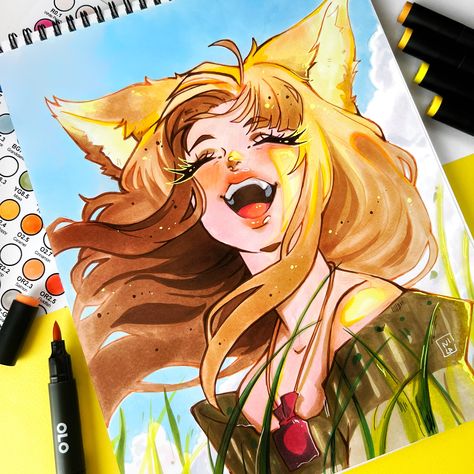 There's nothing like enjoying the rain with a good story—whether it's in a book or, in this case, an anime. 🌧️✨ This Spice and Wolf-inspired illustration was created with OLO alcohol markers.   #OLOmarkers #animeart #SpiceandWolf #fanart #spiceandwolfanime #anime #artwork #sketchbook #sketch #alcoholmarkers #draw #marker #markerart Artwork Sketchbook, Inspired Illustration, Spice And Wolf, Art Things, On A Rainy Day, Copic Coloring, Marker Drawing, Alcohol Markers, The Vision