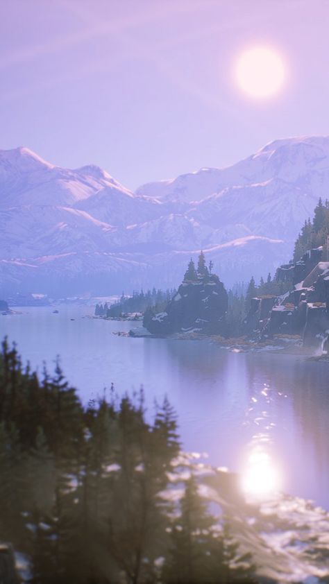 Cold Landscape Aesthetic, Tell Me Why Aesthetic, Cold Wallpaper Aesthetic, Tell Me Why Game, Tyler Ronan, Why Wallpaper, Cold Landscape, Lake Town, Purple Snow