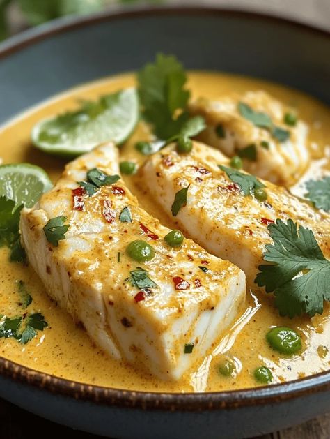 Imagine diving into a bowl of creamy, fragrant Coconut Fish Curry loaded with vibrant flavors of lime and lemongrass. This dish is perfect for evoking memories of tropical sunsets and ocean breezes, making it a favorite for both casual dinners and special occasions. Not only is it delicious, but it's also incredibly easy to prepare, making it a go-to for busy weeknights or relaxed weekends. Fish Coconut Curry, Lemongrass Fish Recipe, Lemongrass Fish, Coconut Curry Fish, Curried Fish, Coconut Fish Curry, Lemongrass Recipes, Japanese S, Curry Fish