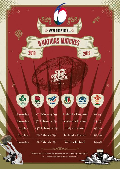 Bar, poster design, 6 Nations Rugby, 2019 Bar Poster Design, Rugby Poster, Six Nations Rugby, 6 Nations, Bar Poster, Club Poster, Six Nations, Design Graphique, Dublin