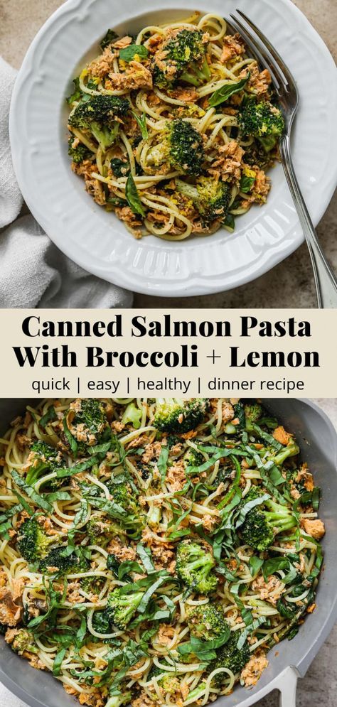 Canned Salmon Pasta, Canned Fish Recipes, Salmon Pasta Recipe, Walder Wellness, Pregnancy Recipes, Salmon Pasta Recipes, Canned Salmon Recipes, Canned Salmon, Mediterranean Meals