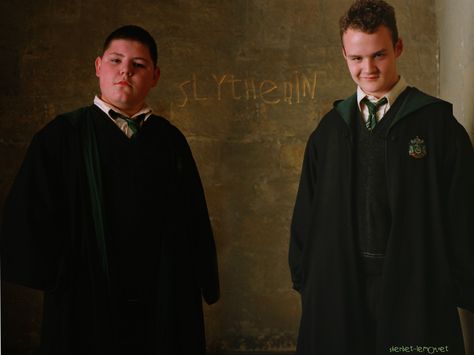 Malfoy's underlings, Crabbe and Goyle. Crabbe And Goyle, Goyle Harry Potter, Lee Jordan, Hp Characters, Dean Thomas, Ronald Weasley, Neville Longbottom, Slytherin House, Hogwarts Aesthetic