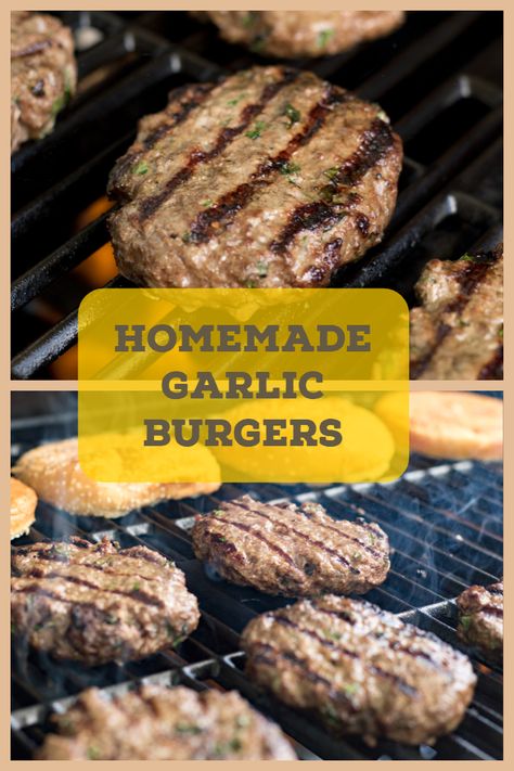 The Best Homemade Garlic Burgers Roasted Garlic Burger, Garlic Hamburger Recipes, Garlic Butter Hamburgers, Garlic Butter Burger Recipe, Garlic Burgers Recipe, Garlic Butter Burger, Garlic Burger Recipe, Packaged Meat, Garlic Burgers