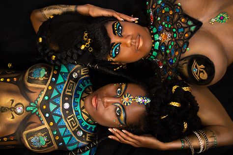 Egyptian Goddesses Body paint shoot on Behance Paintings Tumblr, Egyptian Makeup, Arte Do Kawaii, Tattoo Prices, Body Art Photography, Oh My Goddess, Wallpaper Retro, Black Goddess, Head Tattoos