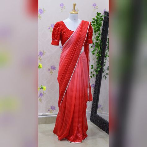 Jute Kurti Designs Latest, Double Shaded Saree, Dress Necks, Royal Saree, Shaded Saree, Blouse Designs Aari Work, Langa Blouse, Casual Blouse Designs, Plain Sarees