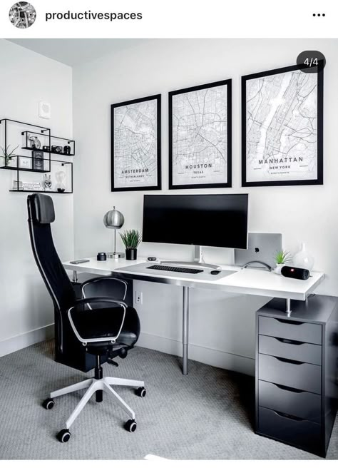 White Desk Setup, Office Desk Designs, Gaming Room Decor, Home Studio Setup, Cozy Home Office, Cute Diy Room Decor, Bedroom Setup, Home Office Setup, Office Setup