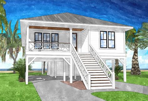 Coastal Home Plans Flatfish Cove - CHP-16-196 Coastal Home Plans, Coastal Homes Plans, Stilt House, Small Beach Houses, Coastal House Plans, Beach House Plans, Coastal House, Coastal Living Rooms, Coastal Bedrooms