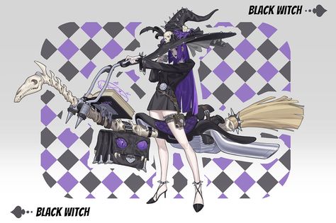 Witch Characters, Anime Witch, Beautiful Witch, Witch Design, Anime Monsters, Magic Design, Black Witch, Witch Art, Digital Art Illustration