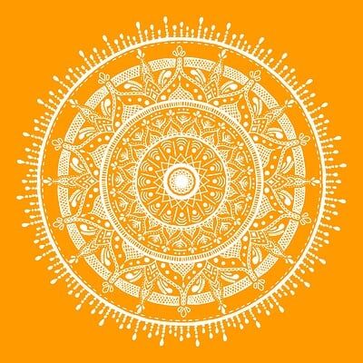 ArtStation - Mandala, Fatih Şahin Mandala Art, Great Britain, Beach Mat, Outdoor Blanket, Tapestry, Orange, Art