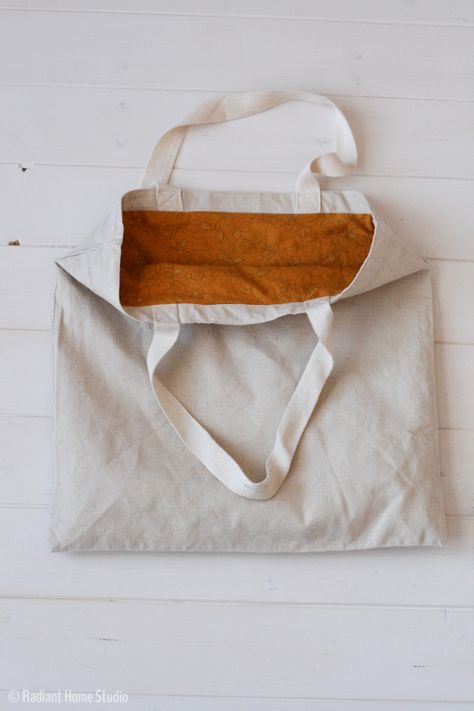 2 Ways to Add a Lining to a Tote Bag | Tote Bag Upgrade | Radiant Home Studio Plain Canvas Tote Bag, Diy Tote, Plain Canvas, Soft Leather Bag, Diy Tote Bag, Eco Bag, Linen Bag, Fabric Bags, Fabric Bag