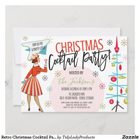 Retro Christmas Cocktail Party Invitation Happy Hour Bar, Christmas Cocktail Party, Cocktail Party Invitation, Christmas Cocktail, Hosting Christmas, Bar Party, Vintage Invitations, The Jacksons, Christmas Cocktails