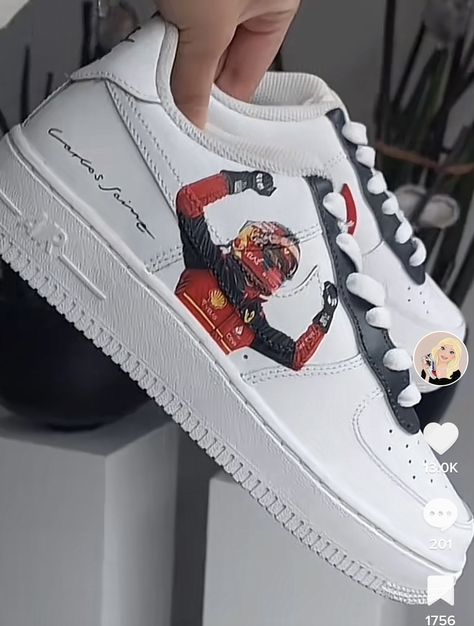 F1 Clothes, F1 Aesthetic, Custom Painted Shoes, Custom Shoes Diy, Nike Fashion Shoes, Shoes Diy, Personalized Shoes, Force One, Perler Bead Art