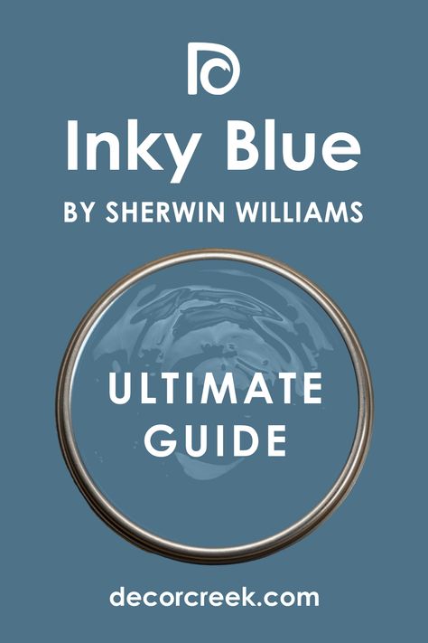 Inky Blue SW 9149 Paint Color by Sherwin-Williams Azure Tide Sherwin Williams, Inky Blue Sherwin Williams, Sherwin Williams Blue Paint Colors, Blue Complementary Color, Coordinating Paint Colors, Sherwin Williams Blue, Blue Kitchen Walls, Boys Room Blue, Sherman Williams