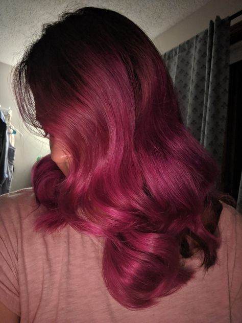 Dip Dye Red Hair, Starfire Hair Color, Berry Colored Hair, Fuschia Hair Magenta, Dark Magenta Hair, Deep Pink Hair, Red Dip Dye Hair, Magenta Pink Hair, Berry Pink Hair