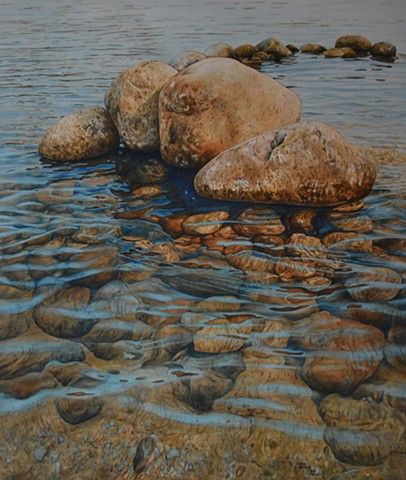 Rocks In Water Painting, Drawing Anatomy, Watercolor Water, Into The Water, Hur Man Målar, Water Reflections, Water Art, Paintings Art, Airbrush Art