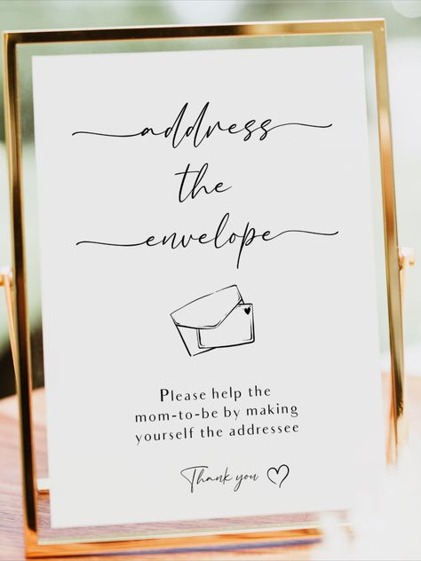 Please Address the Envelope Sign Fill Out Address On Envelope Sign, Address The Envelope Station, Address The Envelope Sign, Write Your Address On An Envelope Sign, Open House Baby Shower Ideas, Strawberry Baby, Coffee Theme, Baby Shower Thank You Cards, Address Card