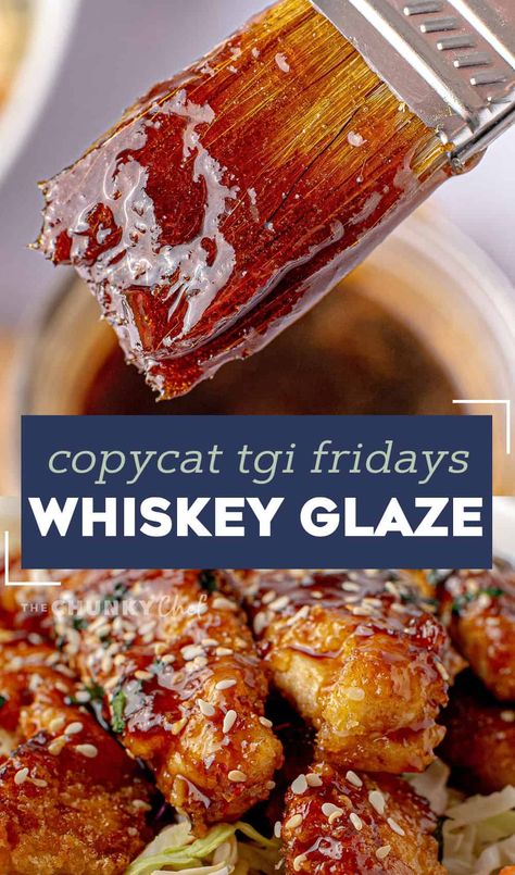 This Copycat TGI Fridays Whiskey Glaze (also previously called Jack Daniels Sauce), is the perfect blend of sweet and savory. It's amazing on chicken, beef, pork, seafood, veggies and more! #whiskey #glaze #tgifridays #jackdaniels Jack Daniel’s Whiskey Glaze, Tgi Fridays Jack Daniels Chicken, Pub Style Burger Recipes, Whiskey Glazed Chicken, Jack Daniels Steak Marinade, Copycat Jack Daniels Sauce Tgi Fridays, Jack Daniels Wings, Copycat Tgif Jack Daniels Sauce, Jack Daniels Glaze Tgi Fridays