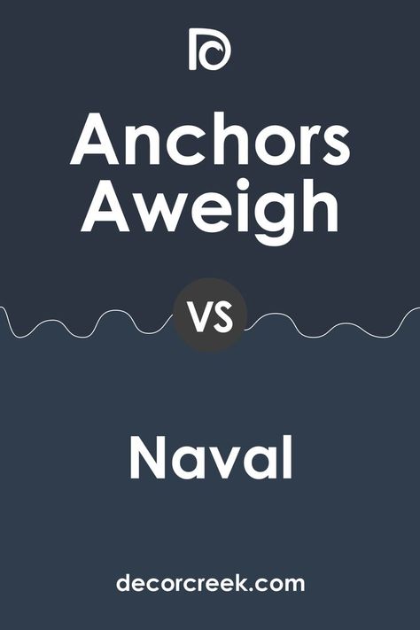 Anchors Aweigh vs. Naval by Sherwin Williams Anchors Aweigh Sherwin Williams, Sw Anchors Aweigh, Sw Naval, Naval Sherwin Williams, Sherman Williams, Navy Cabinets, Picking Paint Colors, Navy Blue Kitchen, Navy Paint