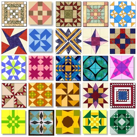 50 State Quilt Block Patterns - Fairfield World Blog Quilt Block Names, State Quilt Blocks, Usa Quilt, Painted Barn Quilts, Barn Quilt Designs, Quilt Block Patterns Free, Quilt Square Patterns, Barn Quilt Patterns, Free State