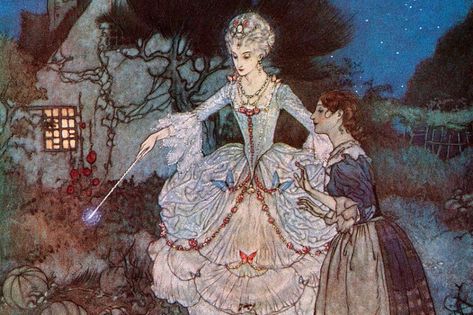 Cinderella Fairy Godmother, Edmund Dulac, Poster Halloween, Bel Art, Arthur Rackham, Fantasy Wall Art, Classic Fairy Tales, Cicely Mary Barker, Fairytale Illustration