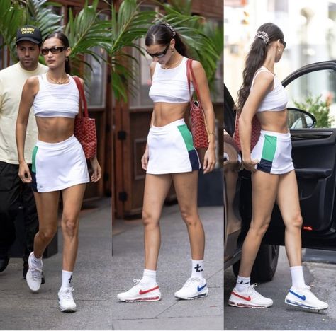 Bella Hadid Street Style, Tennis Outfits, Models Off Duty Style, Kendall Style, Bella Hadid Outfits, Bella Hadid Style, Hadid Style, Model Aesthetic, Model Look