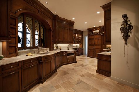 Traditional Design | Busby Cabinets Light Floors Dark Cabinets, Kitchen Dark Cabinets, Traditional Kitchen Lighting, Backsplash With Dark Cabinets, Trendy Kitchen Tile, Kitchen Dark, Trendy Kitchen Backsplash, Light Granite, Light Floors