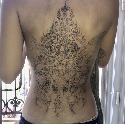 Dark Tattoo Ideas, Gotik Tattoo, Sigil Tattoo, Dark Tattoo, Dream Tattoos, Feminine Tattoos, Back Tattoos, Dope Tattoos, Skin Art