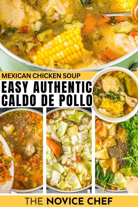 This caldo de pollo, or Mexican chicken soup, is brimming with hearty pieces of tender chicken and wholesome veggies in a richly seasoned broth. Simple to make, nourishing, and guaranteed to warm you up on a chilly evening. Each spoonful offers a taste of homestyle comfort that’s hard to beat! Freezing Soup, Spanish Soup, Mexican Chicken Soup, Chicken Soup Recipes Homemade, Mexican Meatballs, Mexican Soup Chicken, Simple Family Meals, Chicken Soup Recipe, Mexican Soup