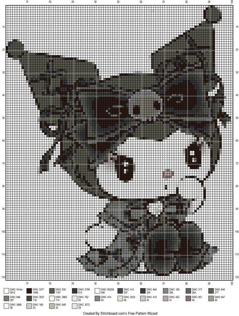 Kuromi Cross Stitch, Hello Kitty Book, Ahri Wallpaper, Kawaii Cross Stitch, Grid Patterns, Graph Crochet, Pixel Crochet, Pixel Art Grid, Tapestry Crochet Patterns