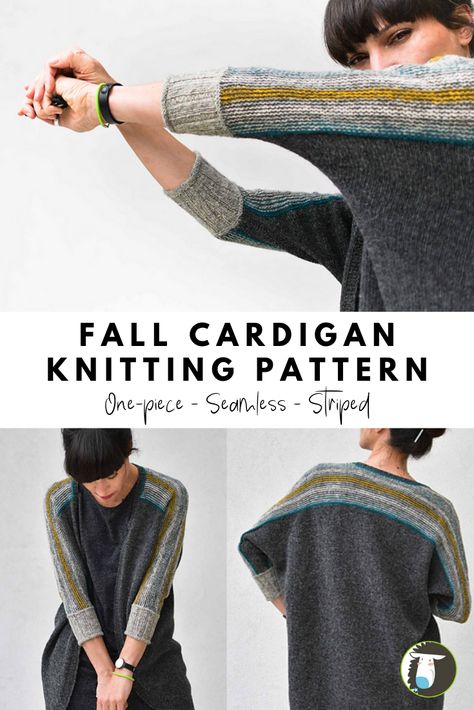 One Piece Knitting Pattern, Knit Sweaters & Cardigans, One Piece Sweater Knitting Pattern, Loose Cardigan Knitting Pattern, Knit Raglan Cardigan Pattern Free, Striped Cardigan Knitting Pattern, Knitting Cardigan Pattern, Long Cardigan Knitting Pattern, Work Cardigan