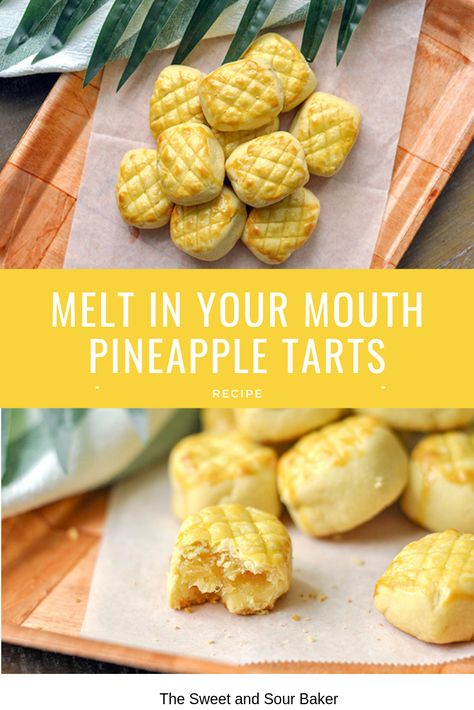 Chinese Pineapple Tarts, Pineapple Tart Cookies, Pineapple Tart Recipe, Baking With Pineapple, Pineapple Cookies Recipes, Pineapple Biscuits, Pineapple Tarts Recipe, Pineapple Pastry, Cny Cookies