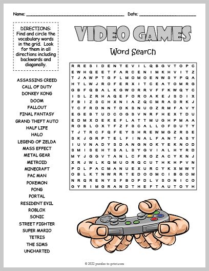 Free Printable Video Games Word Search Middle School Word Search Free Printable, Video Game Word Search, Fun Worksheets For Teens, Free Printable Games For Teens, Wordsearches For Adults Free Printable, Word Search For Kids Free Printable, Wordsearches For Kids Free Printable, Adult Word Search Printables, Free Word Search Printables