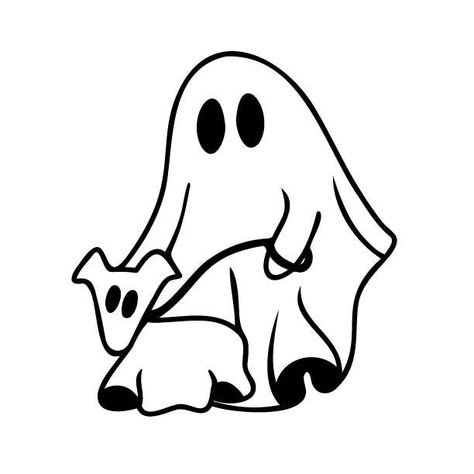 Halloween Clipart Black And White, Ghost Walking Dog, Scary Gift, Ghost Walk, Ghost Drawing, Ghost Tattoo, Halloween Apparel, Walking Dog, Ghost Dog