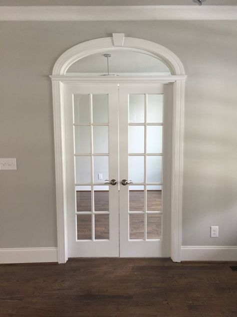 arched French door transom for office - ez arch style modified with transom details French Doors For Office, Door Transom, Arched Interior Doors, Arched French Doors, Family Room Layout, Arch Doorway, Arch Interior, French Doors Patio, Arched Doors