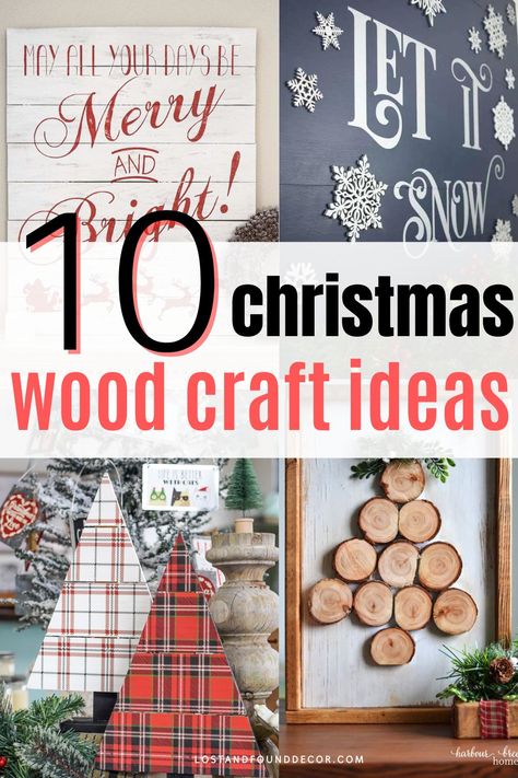 These diy christmas craft projects will surely get you into the holiday spirit! I'm sharing 10 christmas wooden crafts you can make yourself this year, many using scrap wood you may already have around your house. Decorating your house for Christmas can be both budget-friendly and also fun! Vintage Christmas Wood Crafts, Scrap Wood Christmas Projects Diy, Small Wooden Christmas Crafts, Wooden Circle Crafts Diy, Christmas Wood Crafts Diy Wooden Signs, Wood Circle Crafts Diy, Wooden Christmas Crafts To Sell, Wood Decoration Ideas, Christmas Wooden Crafts