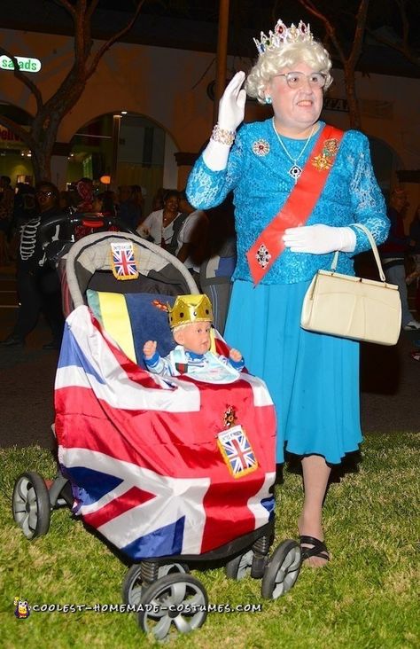 Here's my version of a Queen Elizabeth costume.  Queen Elizabeth is a big hit in West Hollywood (where more queens are needed). Many of the costume items a Queen Elizabeth Ii Costume, Queen Elizabeth Costume, Adult Costume Ideas, Elizabeth Costume, England Costume, Stroller Costume, Daenerys Targaryen Costume, Best Costume Ever, Halloween Ball