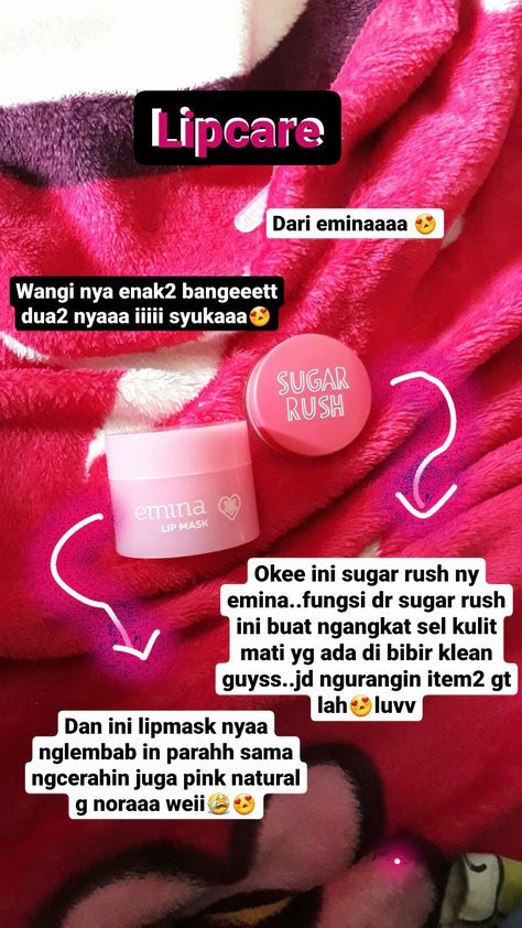 #sugarrush#lipmask#melembabkan#pink#lipcare#emina# Emina Lip Serum, Cara Agar Bibir Pink Alami, Lipcare Skincare, Bibir Pink, Recommended Skin Care Products, Ombre Lips, Lip Serum, Makeup Tips For Beginners, Skincare Review