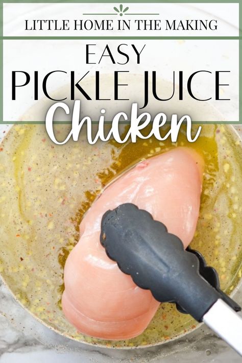 This simple and easy grilled chicken marinade is perfect for using up that leftover pickle juice. Just a few seasonings, and you can use your dill pickle juice as marinade for chicken! It's a crazy recipe that you just HAVE to try to believe, and you'll be surprised that the pickle flavor is so subtle. Waste not, want not! This is one dill pickle recipe you'll want to hang on to! Pickle Juice Chicken, Easy Grilled Chicken Marinade, Chicken Breast Brine Recipe, Grilling Marinades, Pickle Juice Recipe, Leftover Pickle Juice, Pickle Juice Uses, Dill Pickle Juice, Brine Chicken Breast