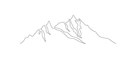 Mountains landscape in one continuous li... | Premium Vector #Freepik #vector #everest #mount-everest #mountain-line #mountain-outline Mount Everest Tattoo Design, One Line Mountain Drawing, Everest Tattoo Design, Mount Everest Drawing, Mountain Silhouette Tattoo, Mount Everest Tattoo, One Line Mountain, Everest Illustration, Everest Tattoo