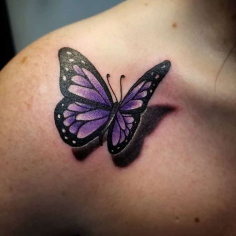 Luis Tattoo, Mens Butterfly Tattoo, Stammestattoo Designs, Purple Butterfly Tattoo, Butterfly Tattoos Images, Butterfly Tattoo Ideas, 3d Butterfly Tattoo, Purple Tattoos, Butterfly Hand Tattoo