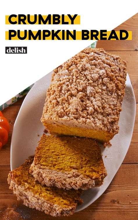 The crumbly topping on this pumpkin bread is insanely good. Get the recipe at Delish.com. #recipe #easy #easyrecipes #delish #pumpkin #bread #baking #dessert #dessertrecipes #fallrecipes Pumpkin Bread Recipe, Cooking Recipe, Dessert Bread, Pumpkin Dessert, Fall Baking, Bread Recipes Homemade, Pumpkin Bread, Fall Desserts, Steak Recipes