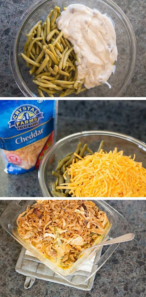 Cheesy Green Bean Casserole + 7 Other Make-Ahead Holiday Side Dishes to Save You Time *Great list for planning Thanksgiving or Christmas dinner Cheesy Green Beans, Cheesy Green Bean Casserole, Christmas Side Dish Recipes, Baked Goat Cheese, Christmas Side, Homemade Stuffing, Christmas Side Dishes, Holiday Sides, Holiday Side