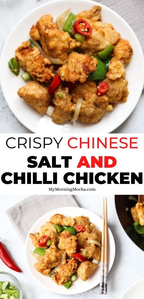 Here's how to make crispy salt and chilli chicken a Chinese fakeaway recipe that's so good! This salted chilli chicken is a must-try recipe. Chinese Chilli Chicken Recipe, Salt And Chilli Chicken, Chinese Fakeaway, Chilli Chicken Recipe, Fakeaway Recipes, Homemade Chinese Food, Chilli Chicken, Homemade Recipe, Crispy Chicken