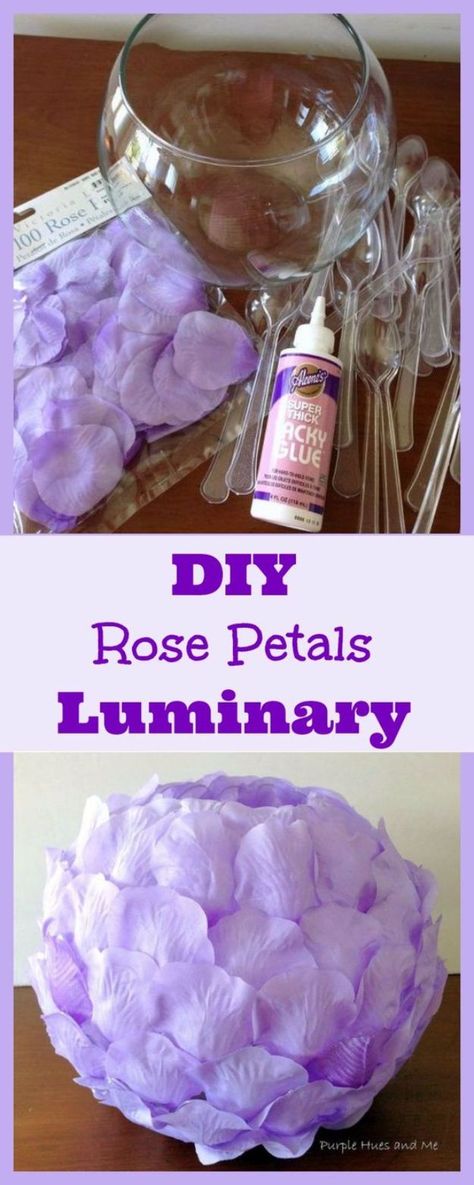 DIY Ideas With Rose Petals - DIY Rose Petal Luminary - Crafts and DIY Projects, Recipes You Can Make With Rose Petals - Creative Home Decor and Gift Ideas Make Awesome Mothers Day and Christmas Gifts - Crafts and Do It Yourself by DIY JOY http://diyjoy.com/diy-ideas-rose-petals Diy Rose Petals, Reception Centerpieces Diy, Wedding Reception Centerpieces Diy, Luminary Diy, Wedding Reception Candles, Rose Petal Candle, Candles Reception, Fake Rose Petals, Luminaria Diy