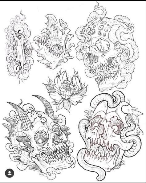 Skulls And Flowers, A Touch Of Darkness, Skull Reference, Touch Of Darkness, Armband Tattoos, Traditional Tattoo Designs, Tattoo Practice, Creepy Tattoos, Skulls Drawing