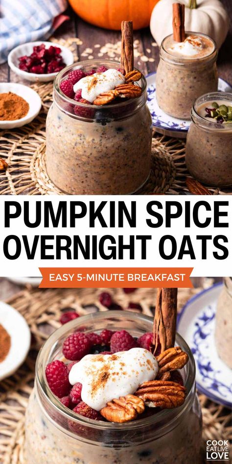 Start your day with these Pumpkin Spice Overnight Oats! This quick and easy vegan breakfast idea is loaded with cozy fall flavors and a creamy texture. Just five minutes of prep the night before gives you a nutritious, grab-and-go breakfast that’s perfect for busy mornings. Enjoy all the taste of pumpkin pie in a healthy, plant-based breakfast. Top with nuts, fruit, or a drizzle of maple syrup for extra goodness! #VeganBreakfast #PumpkinOvernightOats #QuickBreakfast Pumpkin Spice Overnight Oats, Tofu Scrambled Eggs, Easy Vegan Breakfast, Vegan Breakfast Ideas, Pumpkin Overnight Oats, Night Oats, Vegan Breakfast Easy, Quick Easy Vegan, Pumpkin Spice Recipe