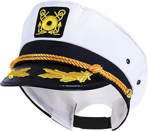 Amazon.com: Kangaroo Adjustable Adult Captain's Yacht Cap, White: Kitchen & Dining Sailor Accessories, Rainbow Halloween Costume, Easy College Halloween Costumes, Gifts For Boaters, Captain Cap, Navy Costume, Best Couples Costumes, Popular Costumes, Boat Captain