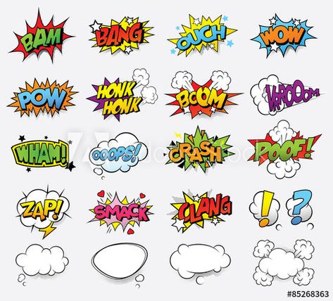 Stock Image: Comic sound effects Tatuaje Hello Kitty, Comic Sound Effects, Text Cloud, Comic Speech Bubbles, Comic Pop Art, Comic Bubble, Comic Text, Bd Art, Word Bubble