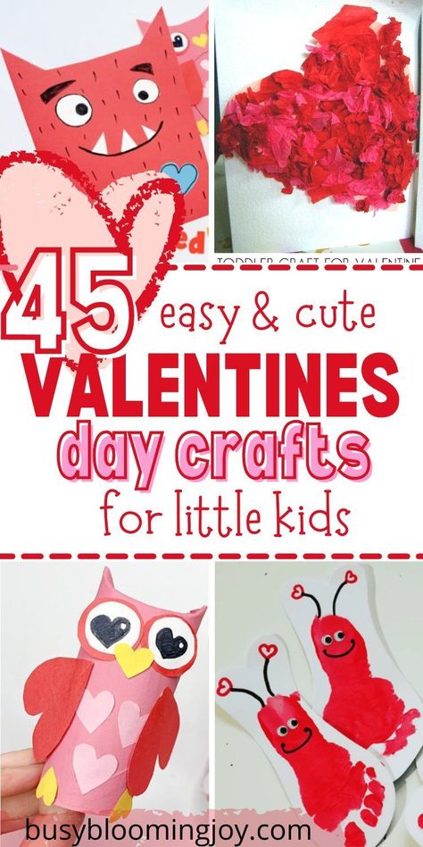 Cute easy Valentine’s Day crafts for toddlers to do at home or at preschool. DIY Valentine’s craft ideas, free printable templates, footprint, fingerprint & handprint art ideas, heart crafts too. Happy Valentine’s Day crafts & cards to practice fine motor skills with craft sticks, paint etc. Simple Toddler Valentine’s Day crafts for toddler hands, crafts with pictures that make great gifts for parents, grandparents. Fun Valentine’s day crafts for preschoolers and for kids at kindergarte Preschool Valentine Crafts, Toddler Valentine Crafts, Easy Valentine Crafts, Valentine's Day Crafts For Kids, Preschool Valentines, Toddler Valentines, Valentine Crafts For Kids, Handprint Crafts, Valentines Day Activities